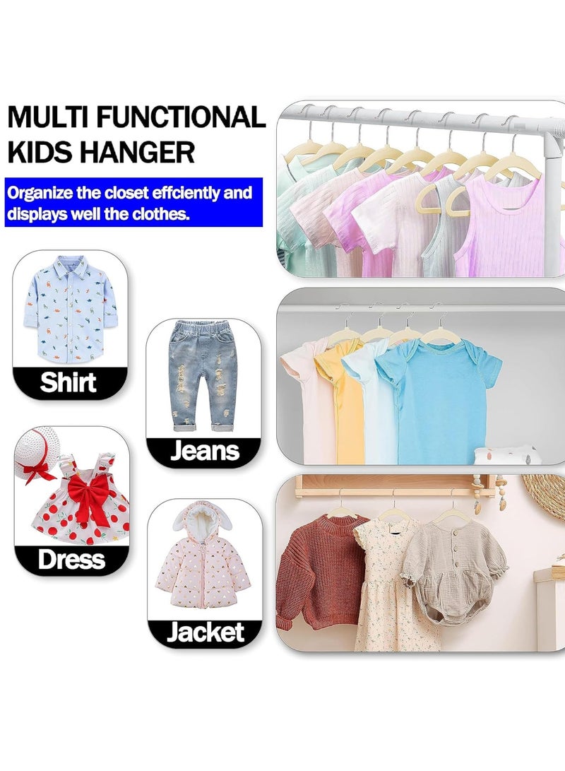 Baby Clothes Hangers, Kids Velvet Hangers, Baby Toddler Kids Hangers With Swivel 360 Hook, Notched Shoulder Design For Children Clothes, Sturdy&Durable Clothes Hangers (Off-white, 50pcs) - Image 3