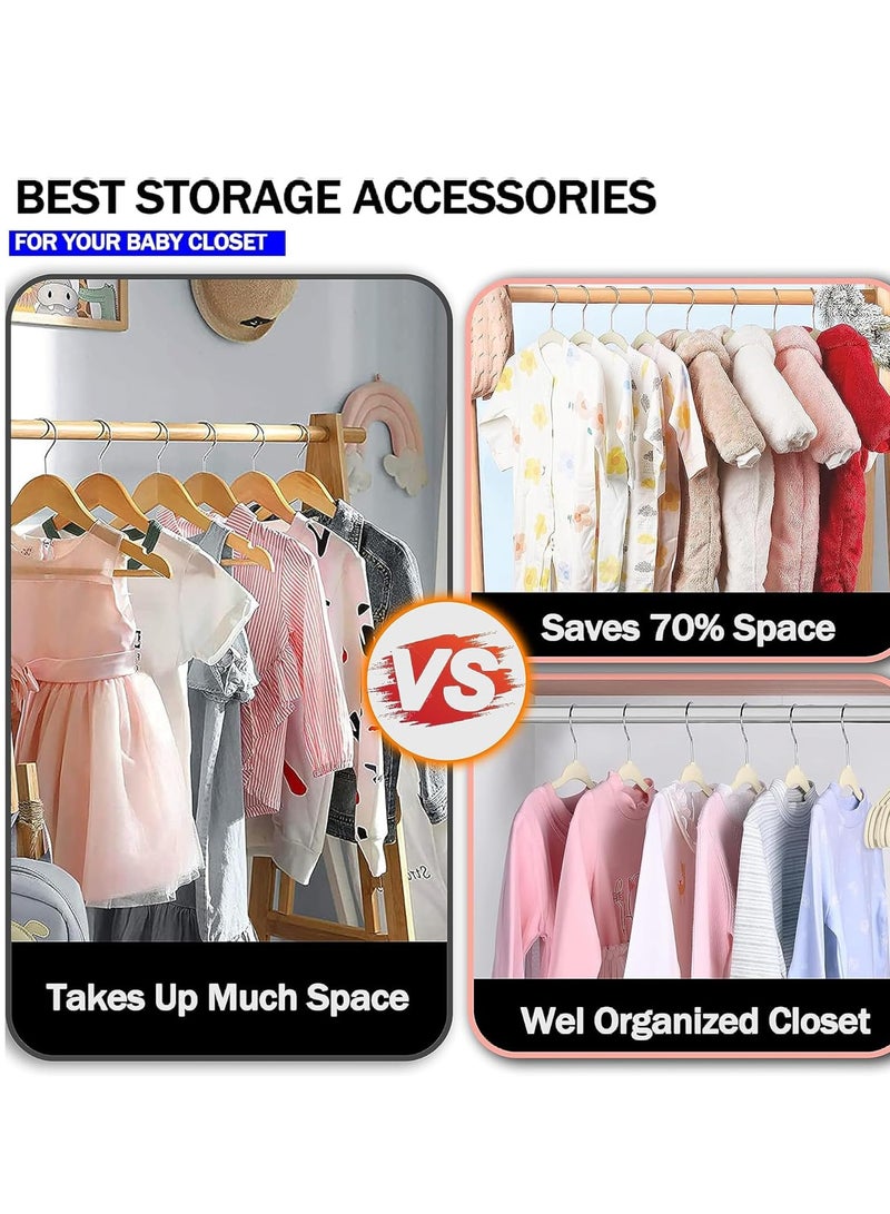 Baby Clothes Hangers, Kids Velvet Hangers, Baby Toddler Kids Hangers With Swivel 360 Hook, Notched Shoulder Design For Children Clothes, Sturdy&Durable Clothes Hangers (Off-white, 50pcs) - Image 4