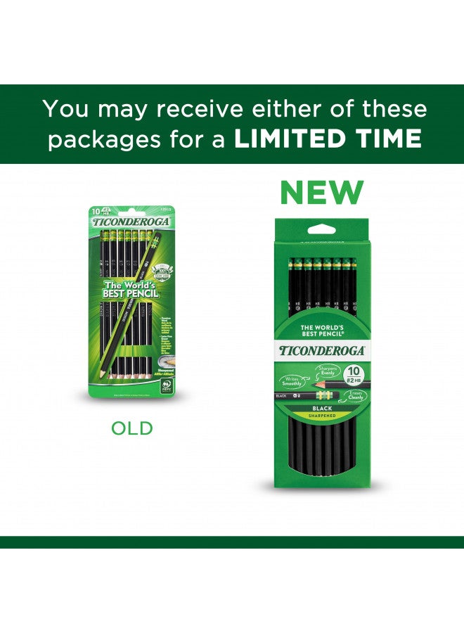 Ticonderoga Wood-Cased Pencils, Pre-Sharpened, 2 HB Soft, Black, 10 Count - Image 4