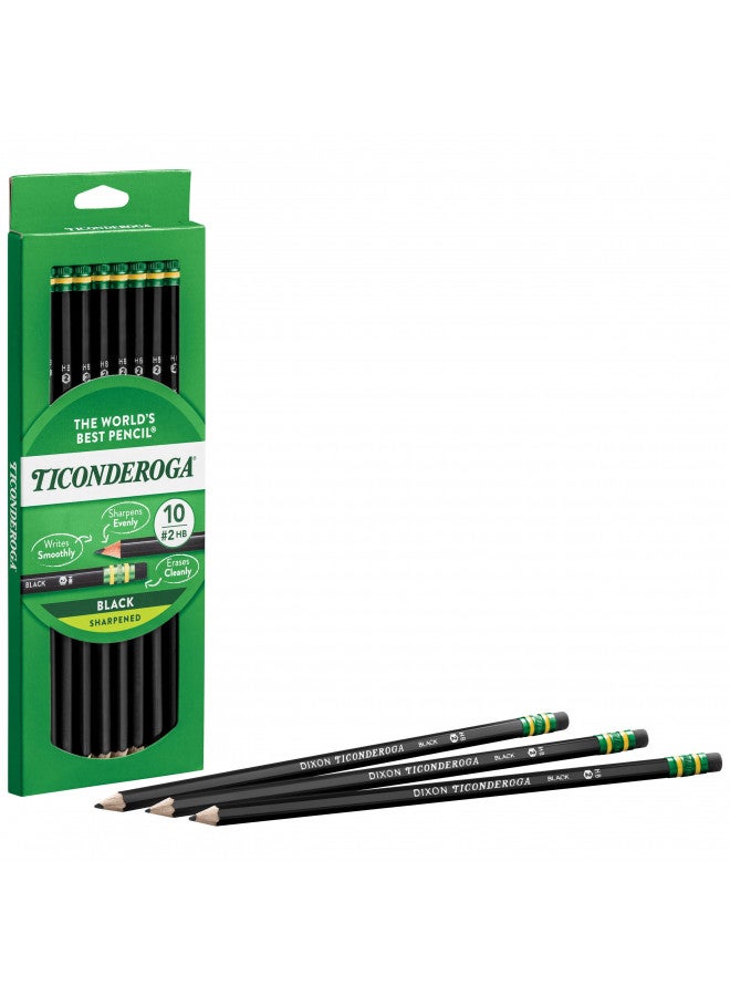 Ticonderoga Wood-Cased Pencils, Pre-Sharpened, 2 HB Soft, Black, 10 Count - Image 3