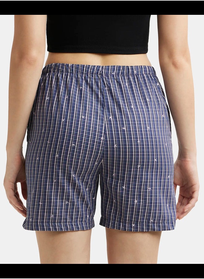 JOCKEY Jockey RX15 Women Super Combed Cotton Woven Relaxed Fit Checkered Shorts with Side Pockets  - Image 2