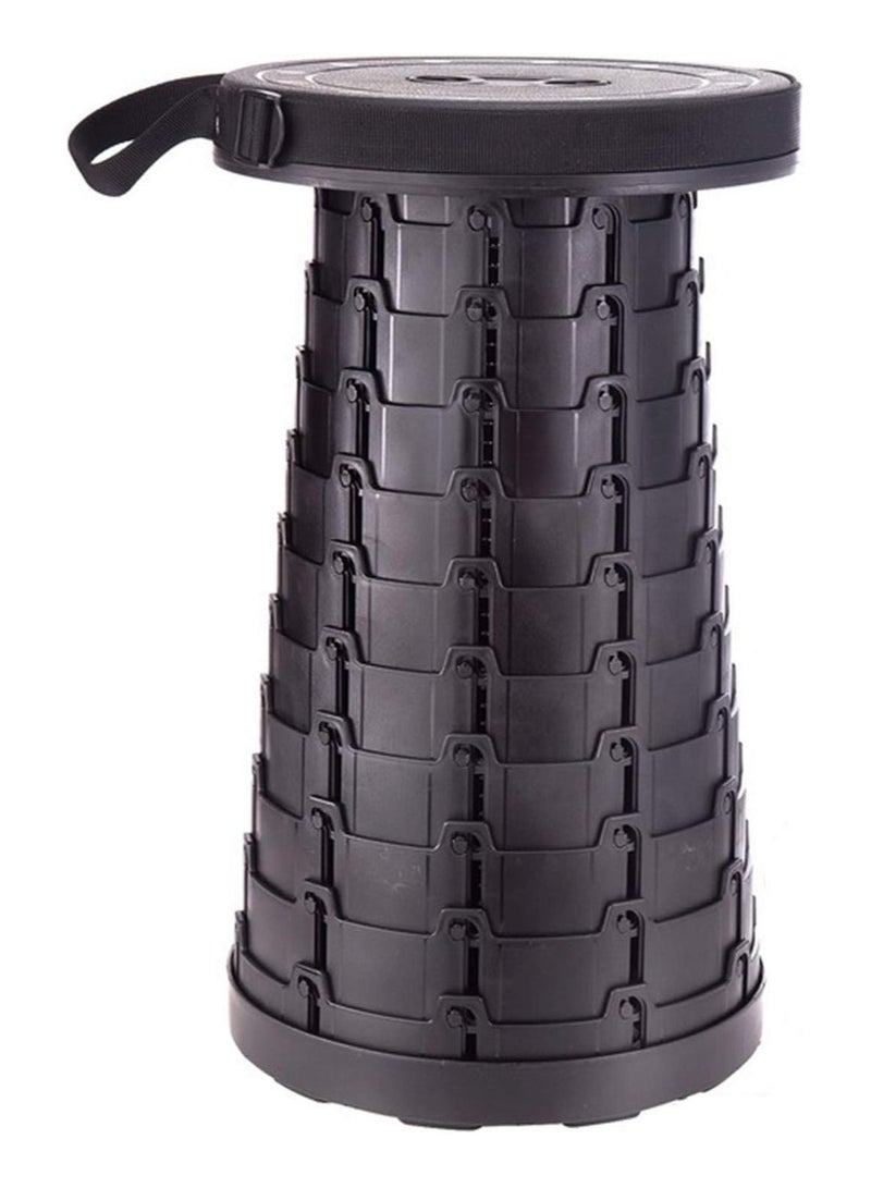 Portable Retractable Folding Stool, Collapsible Telescopic Safety Stool Sturdy and Lightweight with 330lbs Load Capacity for Adults Seniors Picnic Fishing Hiking Travel BBQ (Black) - Image 2