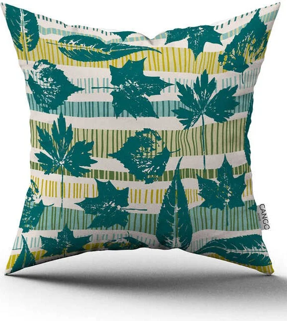Cango Home Double Sided Green Yellow Decorative Leaf Patterned Digital Printed Throw Pillow Cover CGH1196