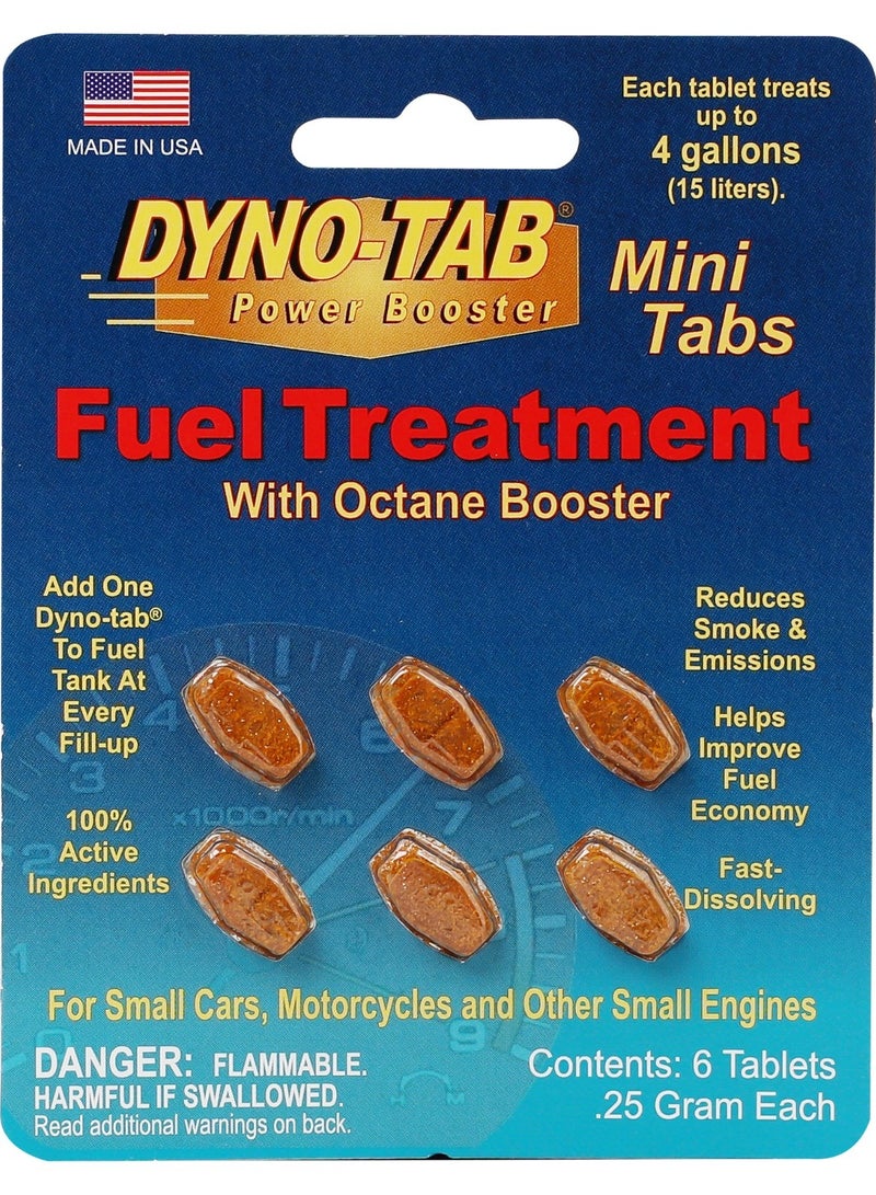 داينو-تاب معالج وقود DYNO-TAB 45476 – محسّن لمحركات البنزين والديزل | يعزز الاقتصاد في استهلاك الوقود والأداء | يزيد الأوكتان ويقلل تراكم الكربون | 6 أقراص صغيرة تعالج حتى 90 لترًا - Image 1
