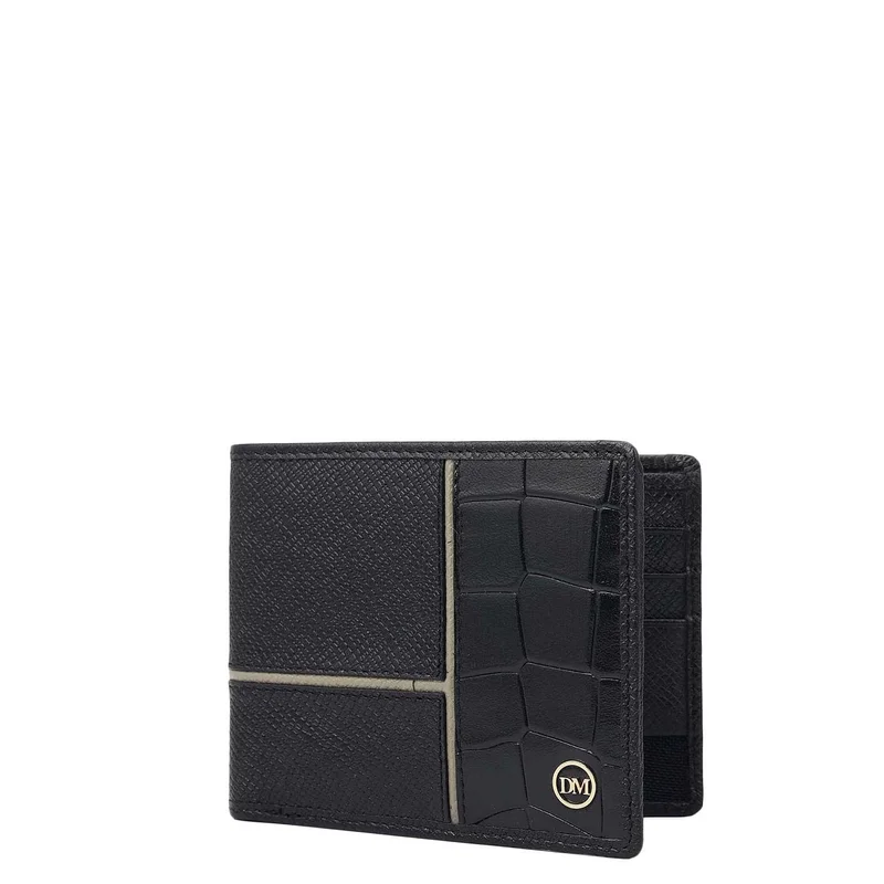 Da Milano Black Bifold Leather Mens Wallet