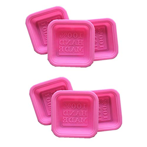 AKOAK 6 Pack Pink DIY Handmade Square Silicone Soap Molds - 100% Handmade - for Soap Making Handmade Baking Tool Soap Cake Decorating - Image 1