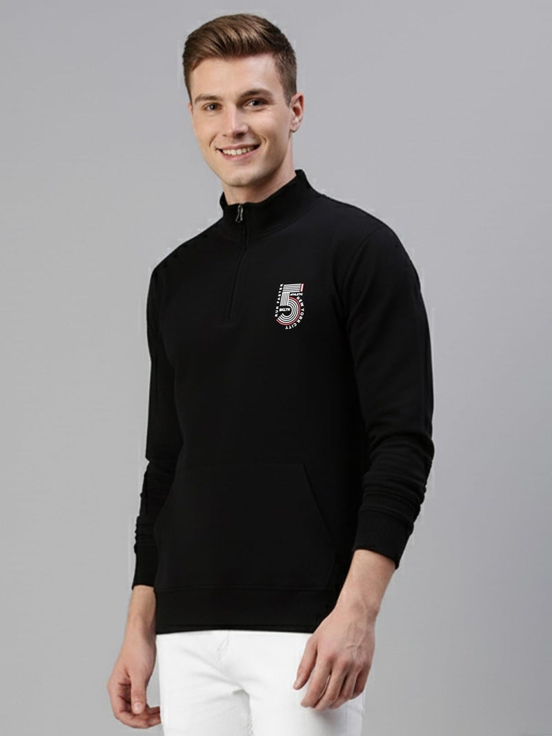 ONN Men's Cotton Solid Regular Fit Full Sleeve Hi-Neck Half Zip Sweatshirt 9004_BLK_XL_1PC - Image 5
