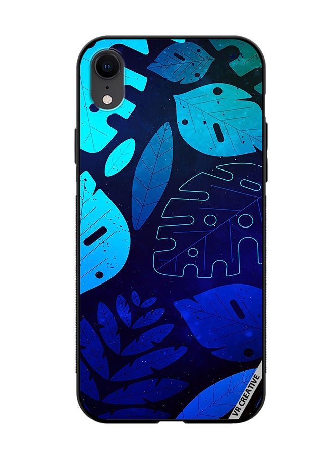 VR CREATIVE Protective Case Cover For Apple iPhone XR Blue Tropical Leaves Design Multicolour - Image 1
