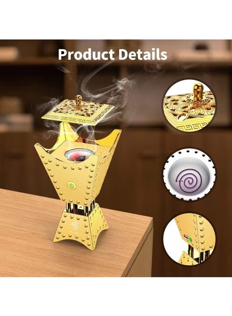 TIGER Arabic Electric Metal Oud Burner with Full Quran Speaker – SQ-668 | Smart Bluetooth Bakhoor Diffuser with Remote & App Control, LED Light, Rechargeable Battery, HD Audio, Quran Recitation, for Home, Majlis, Mosque, or Car Use - Image 3