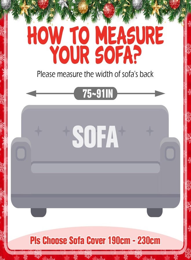 Mindsoft Christmas Sofa Cover for 3 Seaters Snowflakes Sofa Slipcover Stretch Couch Cover with Elastic Bottom for Home Living Room Christmas Decoration - Image 2