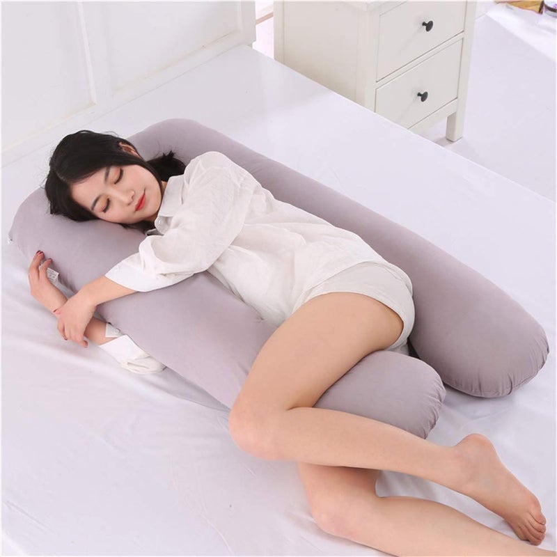 KWLET KWLET Pregnancy Pillow Cover/U Shaped Pillow Cover/Pregnancy Pillow Case/Maternity Pillow Case/Pillowcase with Removable Cotton Cover 57x30 Inch for Pregnancy Pillow Gray  - Image 5