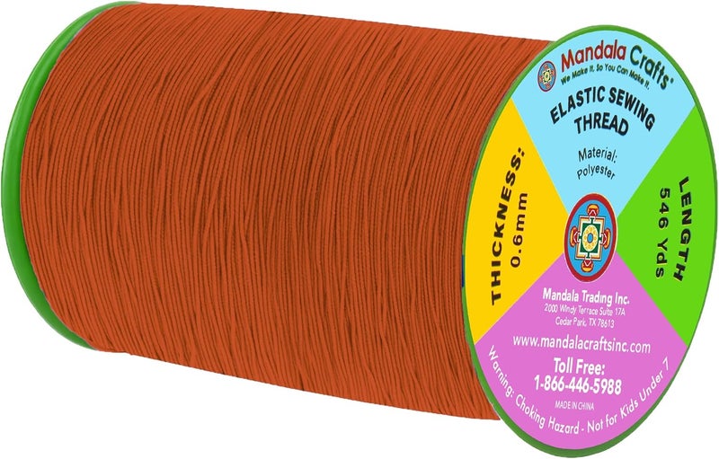 Mandala Crafts Rust Shirring Elastic Thread for Sewing, Knitting, Smocking, and DIY Crafts - 546 Yards 0.6mm Fine Thin Stretch Thread for Sewing Machines - Image 2