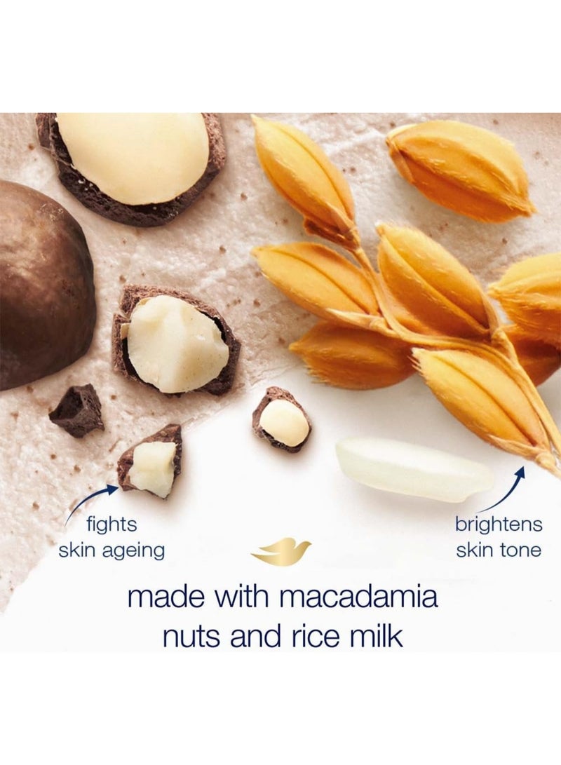 Dove Scrub Macadamia & Rice Milk Reveals Visibly Smoother Skin Body Scrub That Nourishes Skin 10.5 oz - Image 2