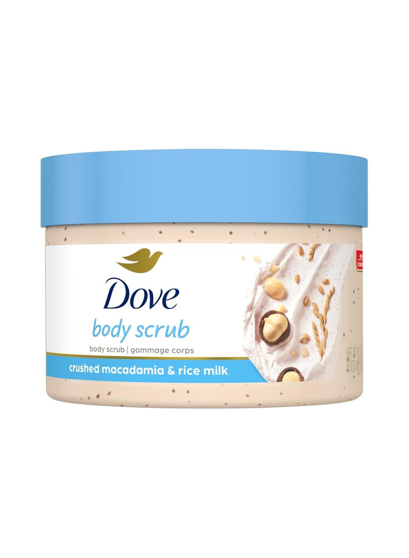 Dove Scrub Macadamia & Rice Milk Reveals Visibly Smoother Skin Body Scrub That Nourishes Skin 10.5 oz - Image 1