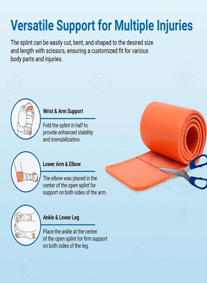 Primacare IS-5236 36" Padded Aluminum Splint for Hands, Legs, Fractured Limbs, Nose, Ankle or Braces, Universal Waterproof Medical Tactical Splints for First Aid and Emergency Support, Orange - Image 2
