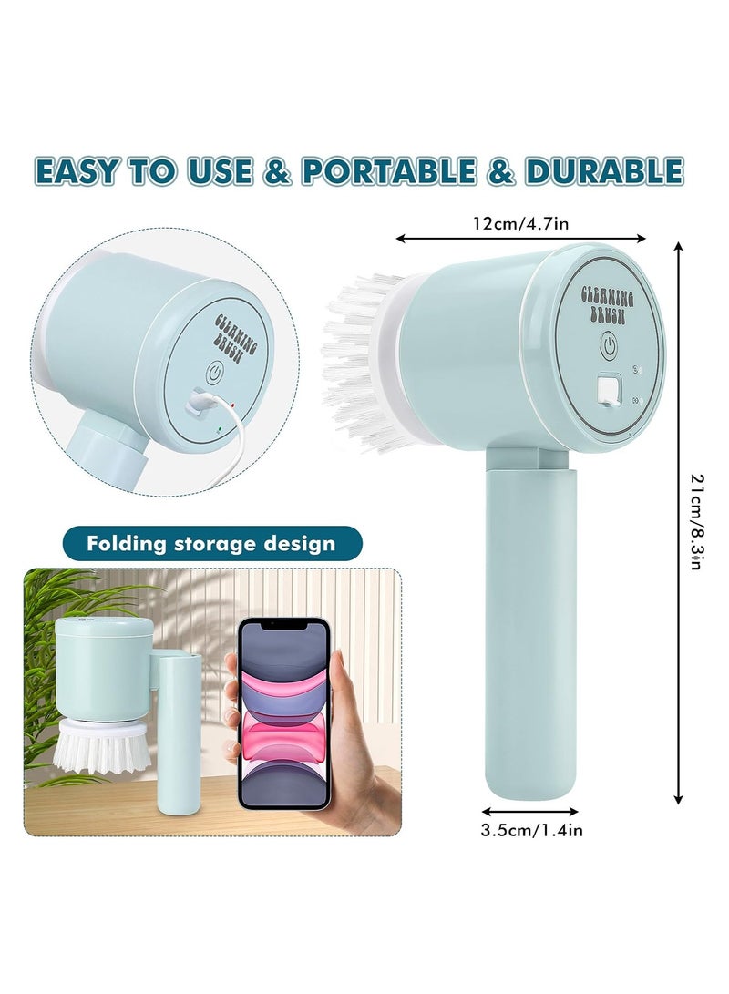 Foldable Handheld Electric Spin Scrubber with 2 Speed Settings and 3 Brush Heads for Powerful Cleaning in Kitchen, Bathroom, Shower, and Sink. Perfect for Effortless Cleaning! - Image 5