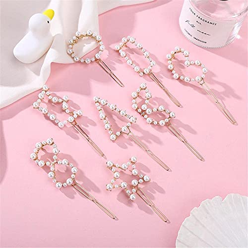 FAVELA Korean Style Pearl Rhinestone Metal Hair Clips | Stylish Claw Clips Jaw Clips Clutches Hair Pin Hairband | Large Hair Clips Barrettes Hair Accessories Jewellery For Girls and Women (Set of 8) - Image 3