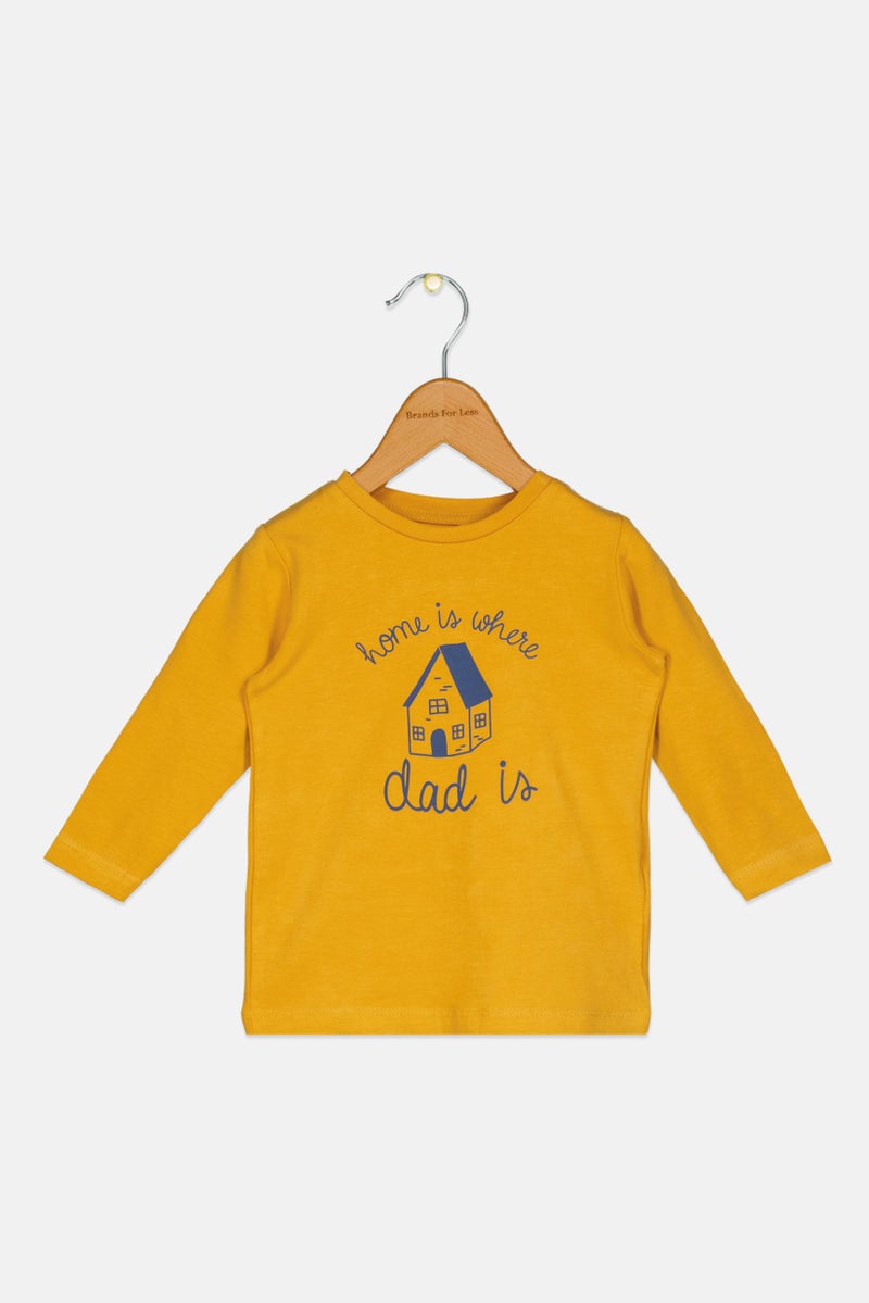 NAME IT بلوزة طويلة الأكمام مطبوعة للأطفال البنات، خردل - Image 1