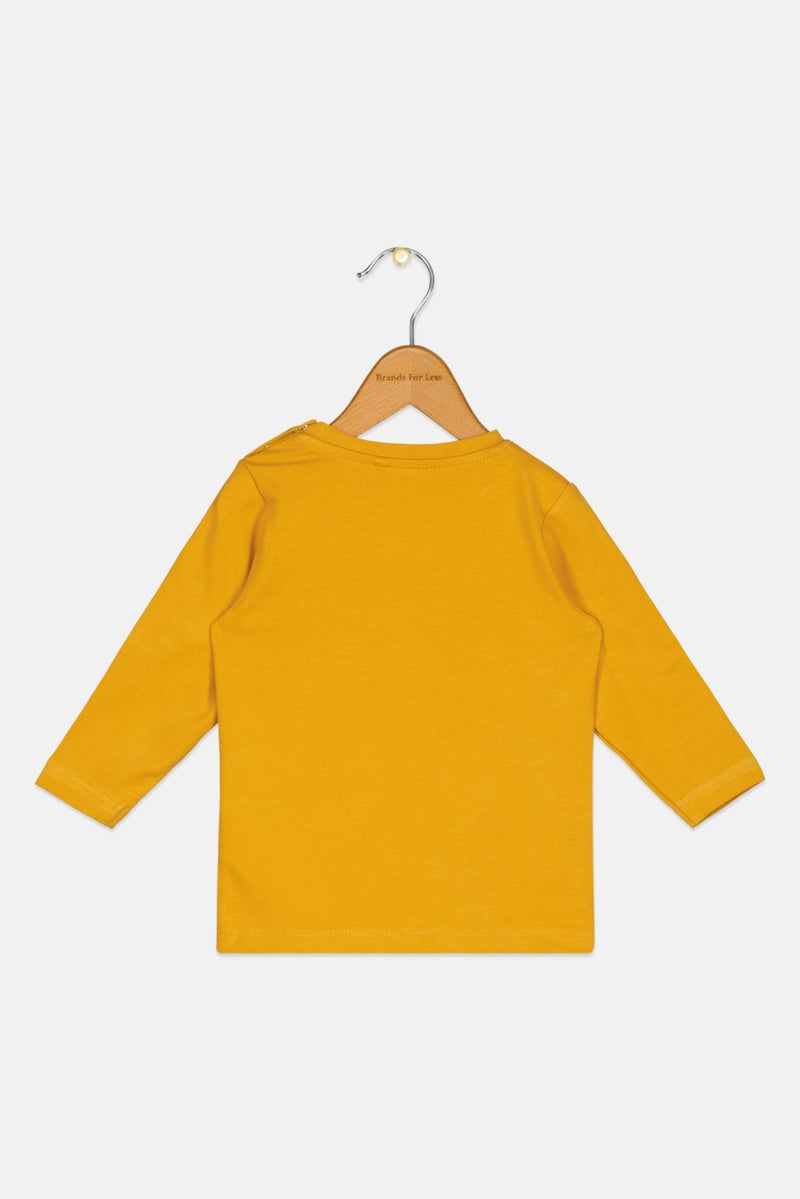 NAME IT بلوزة طويلة الأكمام مطبوعة للأطفال البنات، خردل - Image 2