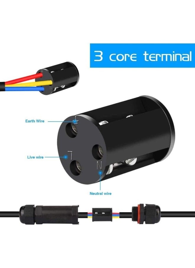 Royal Apex Royal Apex Outdoor Waterproof Wire Connector With Ip68 Rating, Garden Construction Plant Fire Retardant Wire Connector For Wire Diameter 6-12Mm (Max 3Cx4Mm) 3Pin 250V 16A (Pack Of 2)  - Image 2