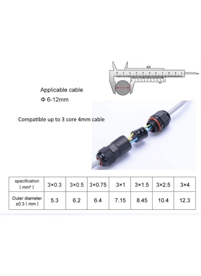 Royal Apex Royal Apex Outdoor Waterproof Wire Connector With Ip68 Rating, Garden Construction Plant Fire Retardant Wire Connector For Wire Diameter 6-12Mm (Max 3Cx4Mm) 3Pin 250V 16A (Pack Of 2)  - Image 4
