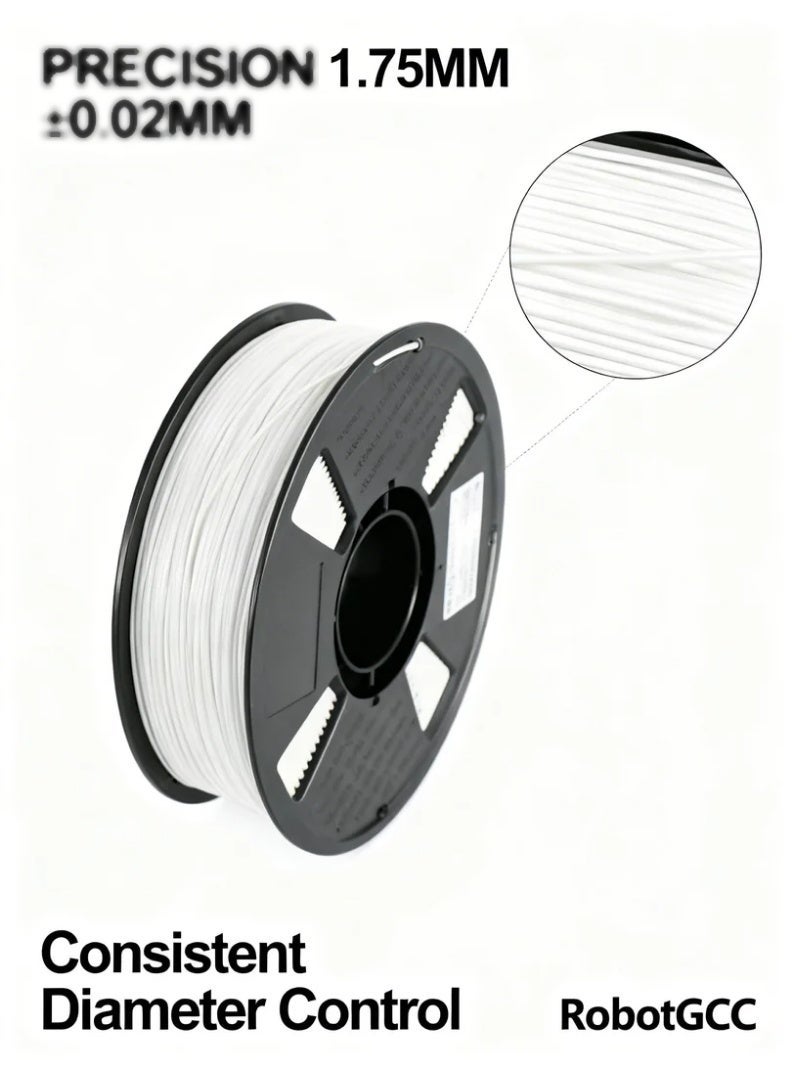 وبوت جي سي سي خيط طباعة ثلاثية الأبعاد PLA ECO مقاس 1.75 مم بلون أبيض وزن 1 كجم، خيط PLA سهل الطباعة لطابعات FDM، بثبات قطر جيد، تدفق منتظم، التصاق طبقات موثوق، تشوه منخفض، مناسب للمبتدئين، الطباعة اليومية، النماذج الأولية، والاستخدام التعليمي، ومتوافق مع معظم طابعات FDM ثلاثية الأبعاد - Image 5