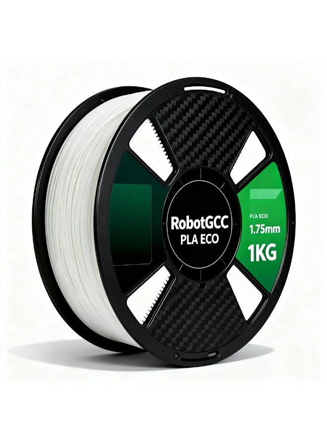 robotgcc PLA ECO White 1.75mm 3D Printing Material 1KG Spool for FDM 3D Printing, Easy Print Eco Friendly 3D Printing Material with Stable Diameter ±0.02mm, Smooth Extrusion Performance, Low Warping Behavior, Strong Layer Adhesion, High Precision 3D Printing Material for Prototyping, Educational Use, Daily Printing, Functional Models, Clean Surface Finish, Reliable Performance Compatible with Most 3D Printers - Image 1
