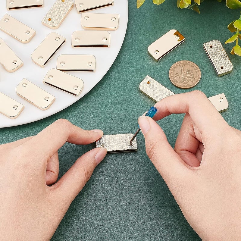 klarako 20 Sets Metal Belt Buckle End Tips, Webbing Zipper Tips Strap Ends with Screws Bag Strap Ends Clip Buckles for DIY Sewing Handbag Craft Making Student Belt Clip Repair Belt Ending, 1.26 Inch - Image 3