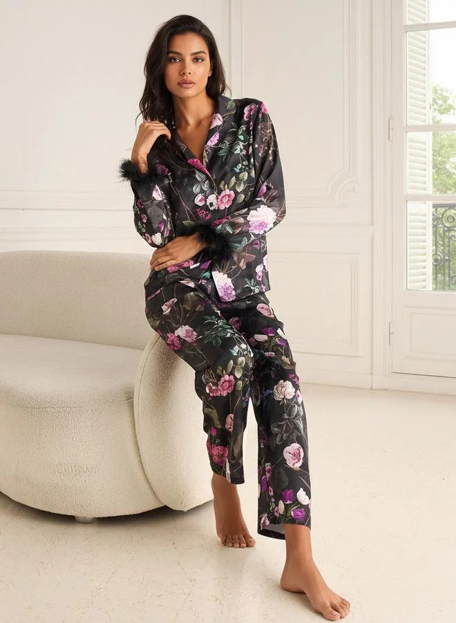 Splash FAV Pyjama Set Button Down Shirt & Trousers Satin