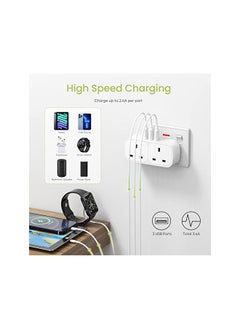 Lencent Usb Plug Extension With 3 Usb Ports 2 Way Usb Socket Extension 5 In 1 Usb Outlet Plug Extender For Household Appliances Iphone Smartphone Tablets Ideal For Home Office Bedroom 13A 3250W  - Image 3