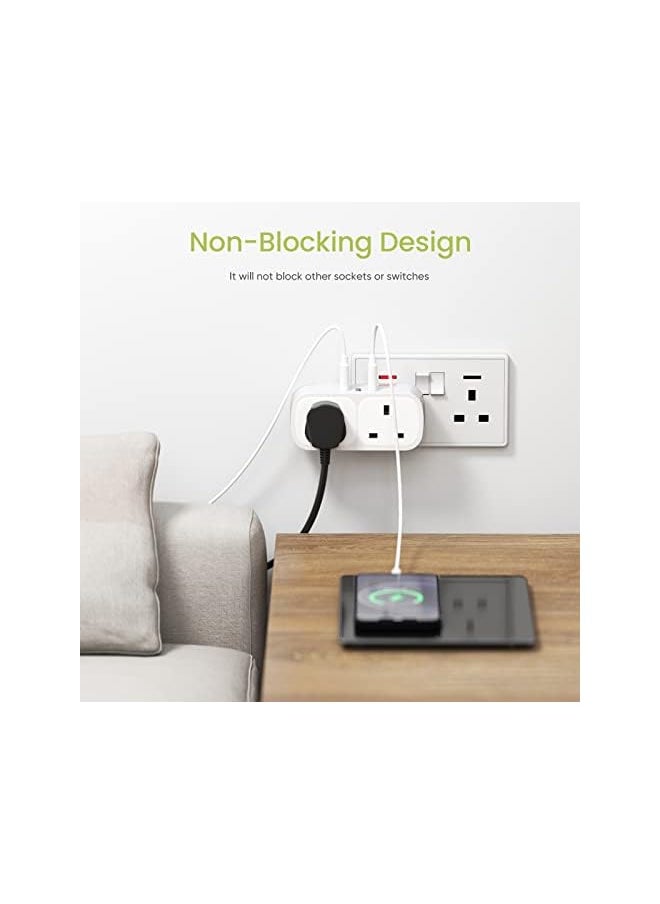 Lencent وصلة تمديد USB مع 3 منافذ USB، وصلة تمديد USB ثنائية الاتجاه، 5 في 1، وصلة تمديد USB للأجهزة المنزلية، iPhone، الهواتف الذكية، الأجهزة اللوحية، مثالية للمنزل والمكتب وغرفة النوم، 13 أمبير 3250 وات  - Image 4