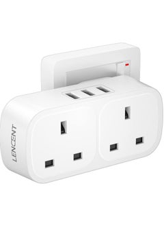 Lencent Usb Plug Extension With 3 Usb Ports 2 Way Usb Socket Extension 5 In 1 Usb Outlet Plug Extender For Household Appliances Iphone Smartphone Tablets Ideal For Home Office Bedroom 13A 3250W  - Image 1