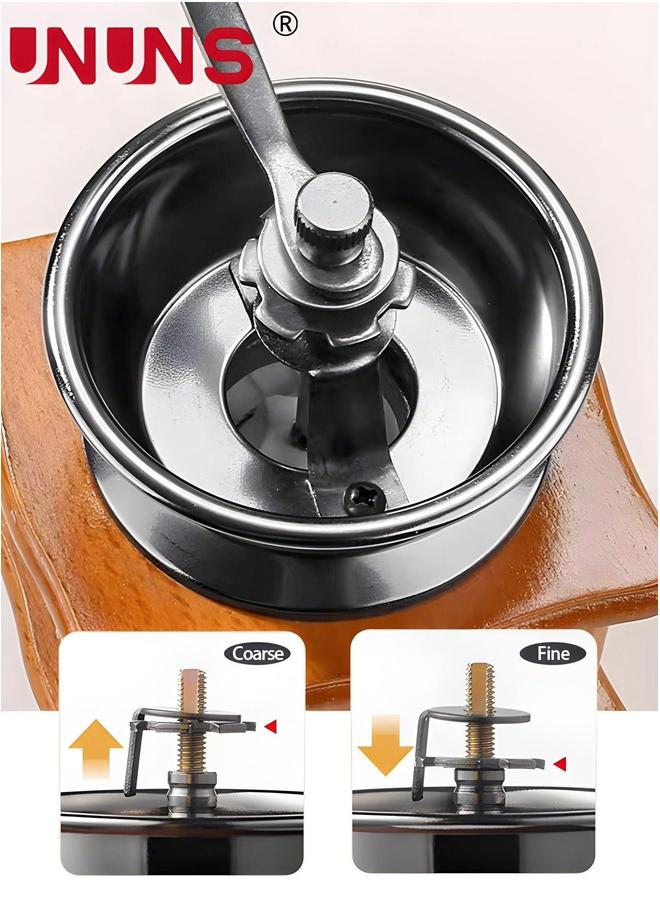 UNUNS Manual Coffee Grinder,Vintage Style Wooden Grinder Roller Grain Mill With Drawer,Hand Crank Grinders 10X10X16CM  - Image 3