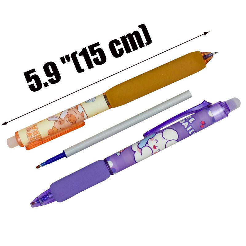 Lopenle 10 PCS Novelty Capybara Erasable Gel Pens Bunny Pens Soft sponge pencil holder With Blue Ink for School Office Journaling Christmas Birthday Party - Image 4