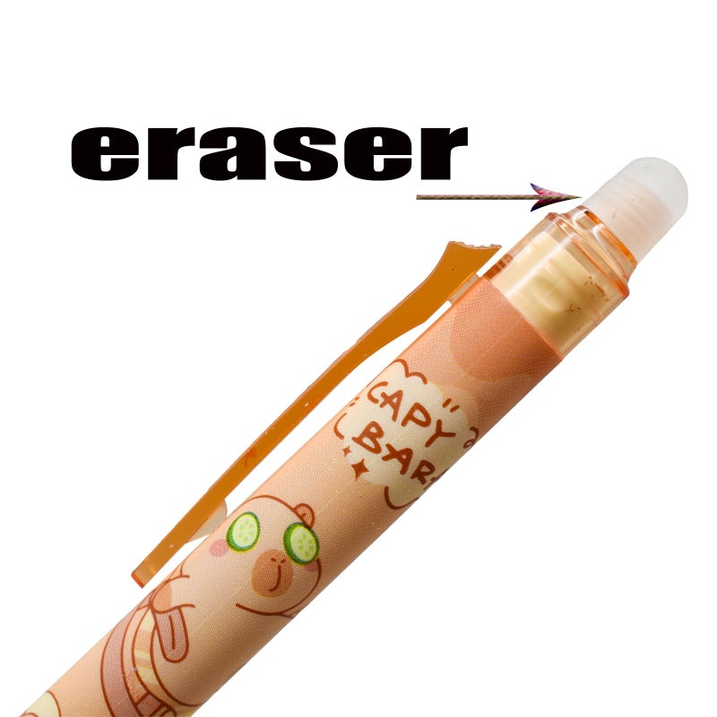 Lopenle 10 PCS Novelty Capybara Erasable Gel Pens Bunny Pens Soft sponge pencil holder With Blue Ink for School Office Journaling Christmas Birthday Party - Image 5
