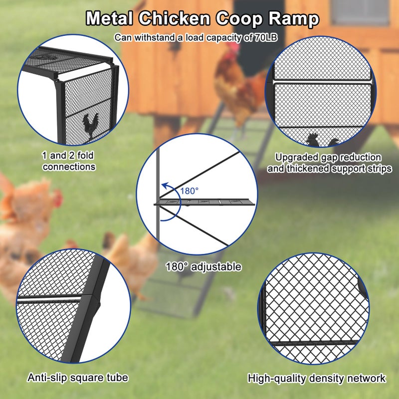 MTGSTOCL Metal Chicken Coop Ramp, Ladder Length Adjustable for Henhouse, Heavy Duty Coop Ramp for Feet Problem or Cannot Fly Chickens, Waterproof, Non-Slip, Rustproof, Sturdy and Easy to Clean (38.98*11 inch) - Image 5