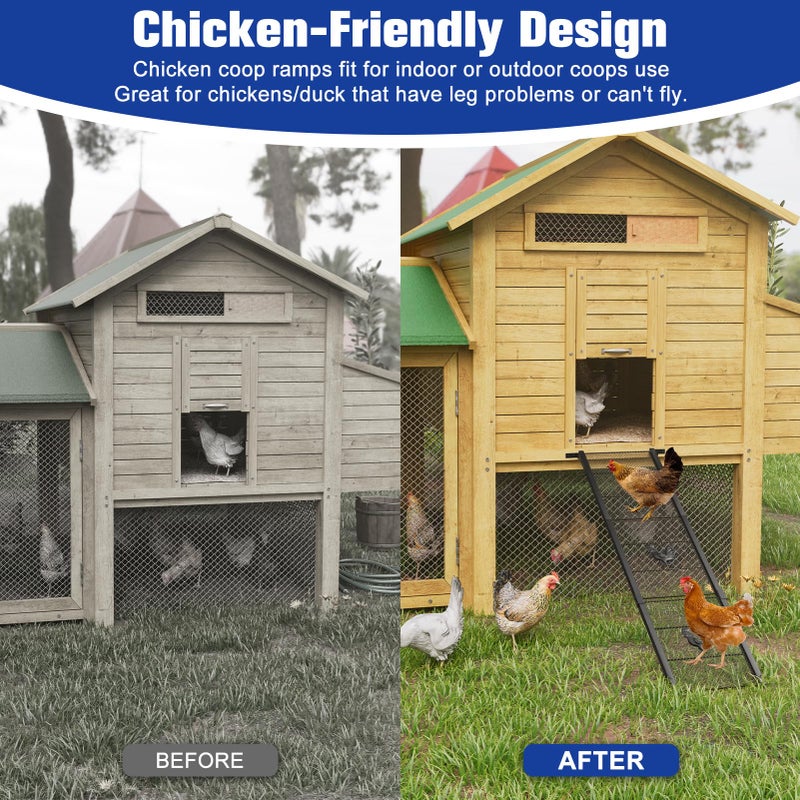 MTGSTOCL Metal Chicken Coop Ramp, Ladder Length Adjustable for Henhouse, Heavy Duty Coop Ramp for Feet Problem or Cannot Fly Chickens, Waterproof, Non-Slip, Rustproof, Sturdy and Easy to Clean (38.98*11 inch) - Image 3