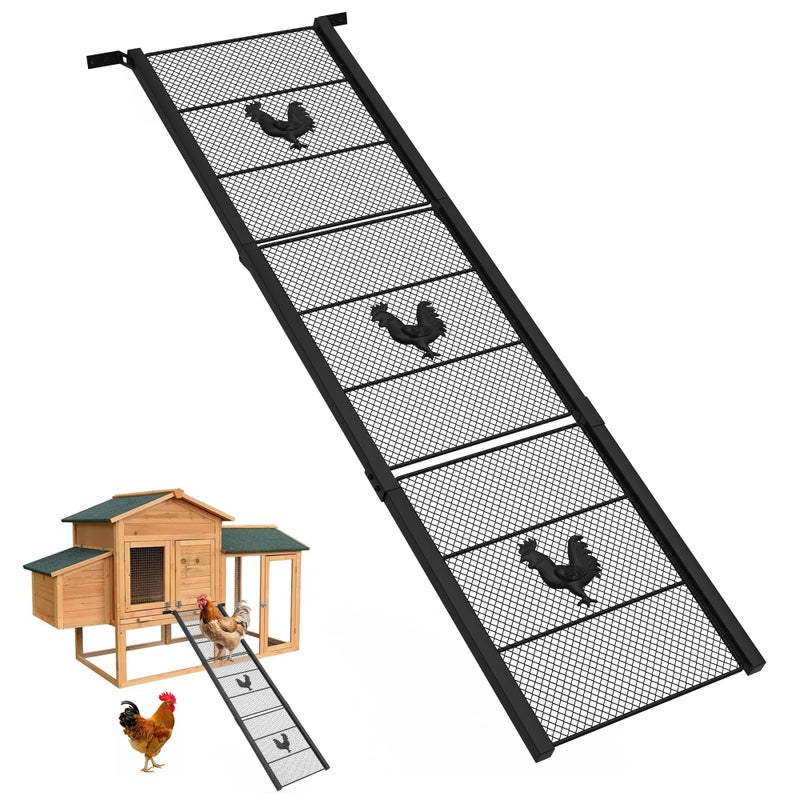 MTGSTOCL Metal Chicken Coop Ramp, Ladder Length Adjustable for Henhouse, Heavy Duty Coop Ramp for Feet Problem or Cannot Fly Chickens, Waterproof, Non-Slip, Rustproof, Sturdy and Easy to Clean (38.98*11 inch) - Image 1