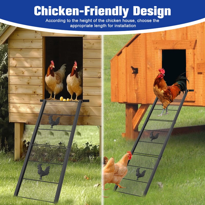 MTGSTOCL Metal Chicken Coop Ramp, Ladder Length Adjustable for Henhouse, Heavy Duty Coop Ramp for Feet Problem or Cannot Fly Chickens, Waterproof, Non-Slip, Rustproof, Sturdy and Easy to Clean (38.98*11 inch) - Image 4