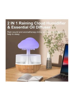 ماركة غير محددة مرطب هواء بتصميم سحابة لطيف، موزع روائح الزيوت العطرية مع 7 مصابيح LED، مرطب هواء على شكل فطر للمنزل والمكتب والغرفة وجانب السرير  - Image 2