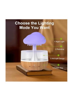 ماركة غير محددة مرطب هواء بتصميم سحابة لطيف، موزع روائح الزيوت العطرية مع 7 مصابيح LED، مرطب هواء على شكل فطر للمنزل والمكتب والغرفة وجانب السرير  - Image 3
