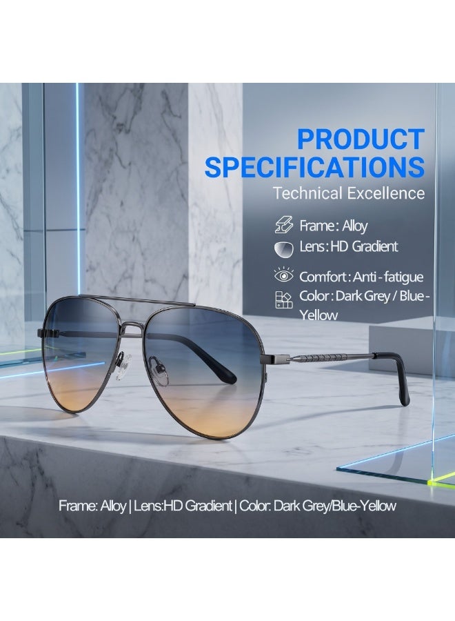 Double Beam Metal Frame Gradient Sunglasses Unisex Fashion Eyewear for Driving Beach Travel Vacation With Original Storage Case - Image 4