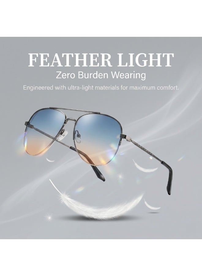Double Beam Metal Frame Gradient Sunglasses Unisex Fashion Eyewear for Driving Beach Travel Vacation With Original Storage Case - Image 5