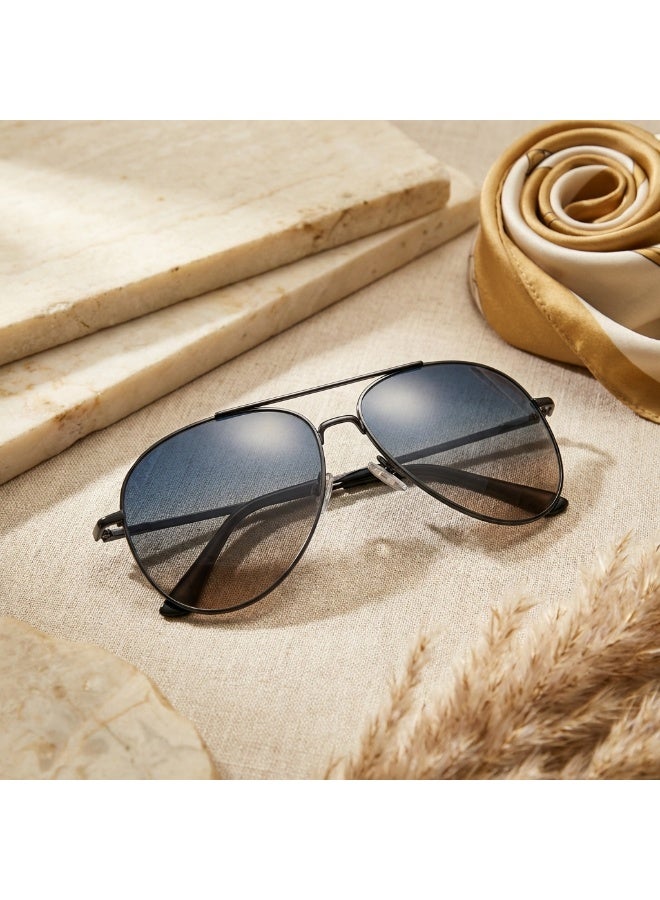 Double Beam Metal Frame Gradient Sunglasses Unisex Fashion Eyewear for Driving Beach Travel Vacation With Original Storage Case - Image 3