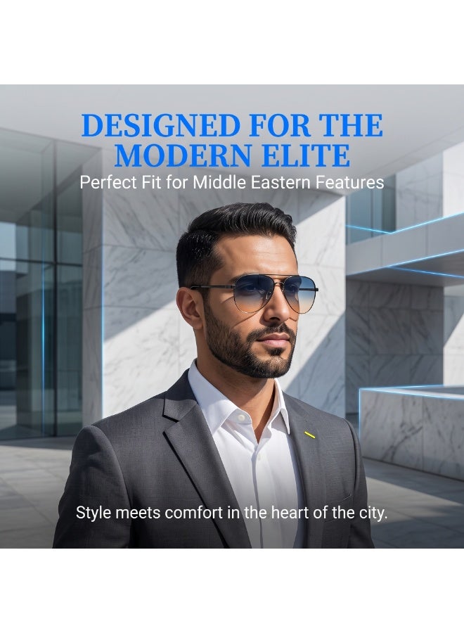 Double Beam Metal Frame Gradient Sunglasses Unisex Fashion Eyewear for Driving Beach Travel Vacation With Original Storage Case - Image 2
