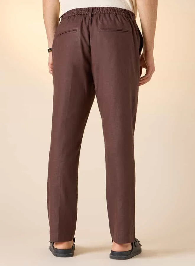 Iconic Iconic Slim Fit Pants with Flexi Waist and Pockets