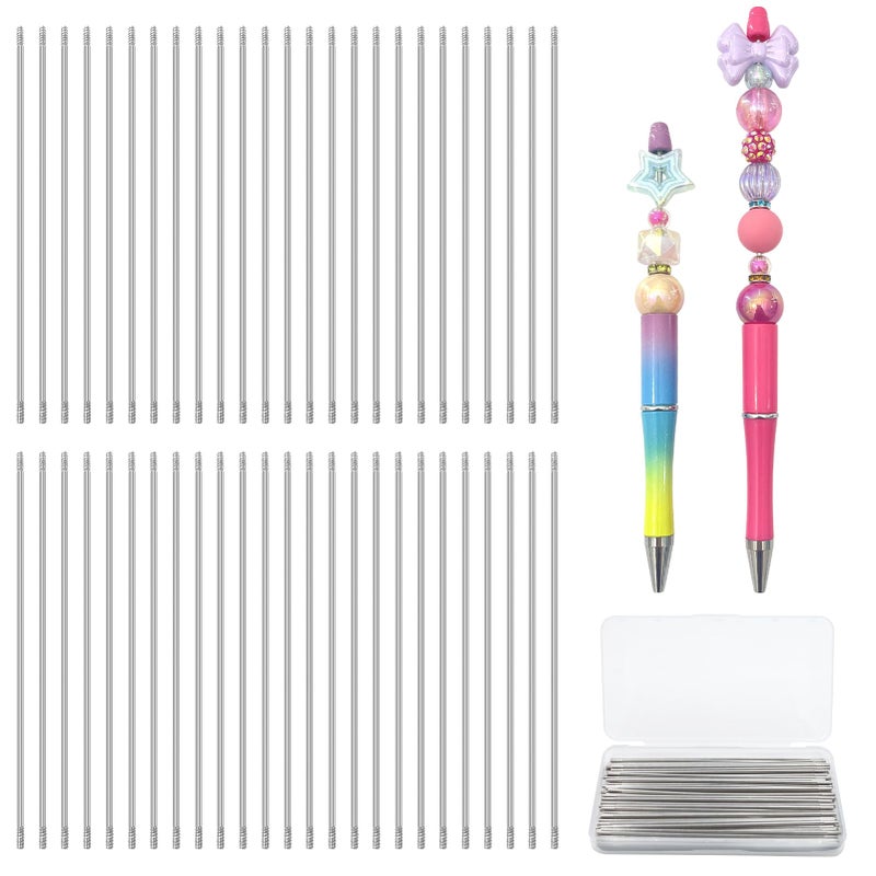 DASTTUIS 50 Pcs Pen Extenders for Beadable Pens Bulk 46 Inch Stainless Steel DIY Beaded Pens Extender Rods with Blank Metal Bars Replacement Office Accessories Craft Gifts for Teachers - Image 3