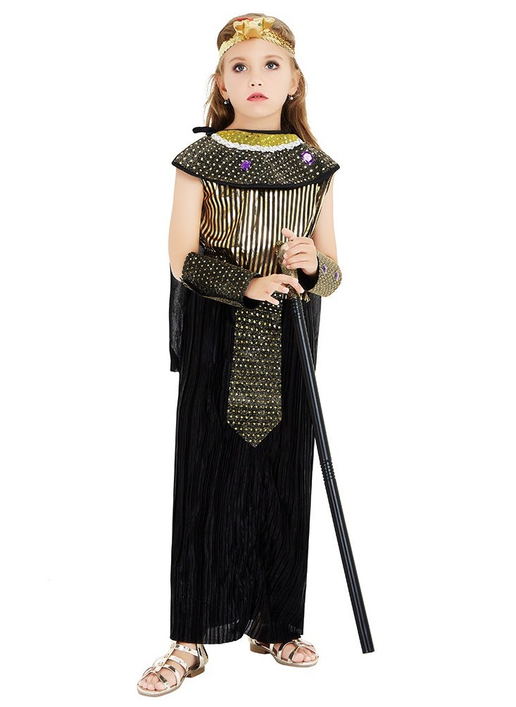 Al Aoyama - Al Aoyama Children's Egyptian Queen Cosplay Costume Stage Performance Black Suit Costume - Image 1