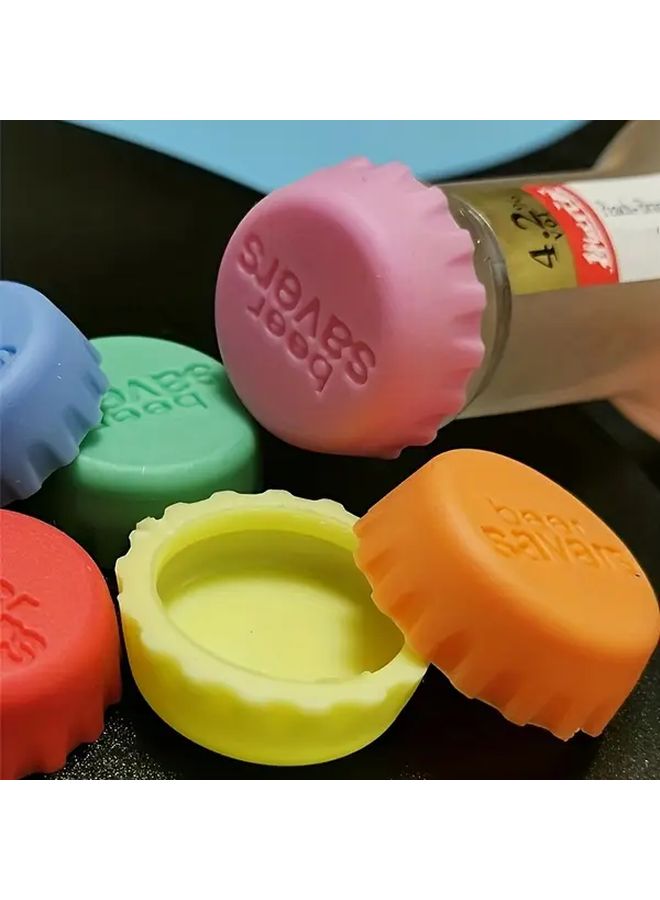 Reusable Silicone Bottle Lids 4 Pcs Random Color Leak Proof Beer Soda Sealers Wine Preservers Food Safe Kitchen Use Beverages Seasoning Bottles - Image 1