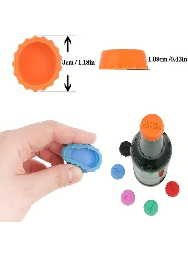 Reusable Silicone Bottle Lids 4 Pcs Random Color Leak Proof Beer Soda Sealers Wine Preservers Food Safe Kitchen Use Beverages Seasoning Bottles - Image 4